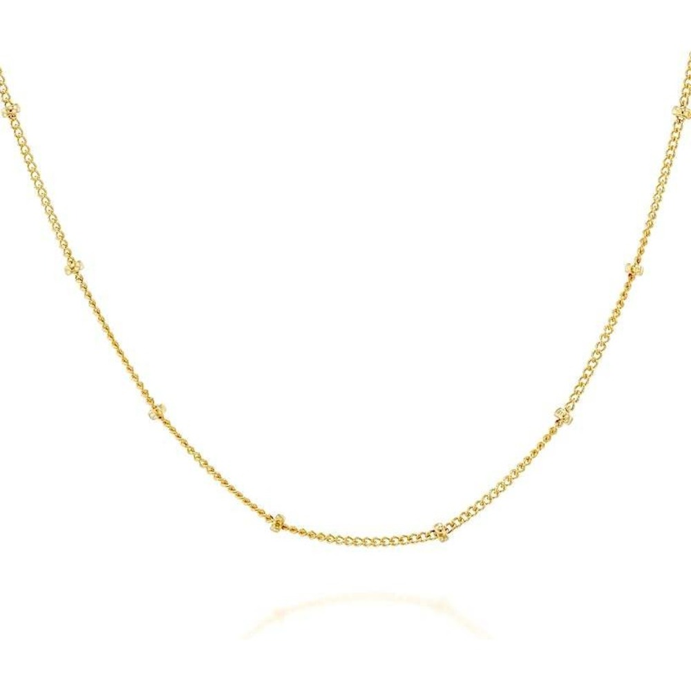 OGD Jewelry Gold Tone Satellite Chain Necklace Beaded Dainty Crystalβ Charm Box